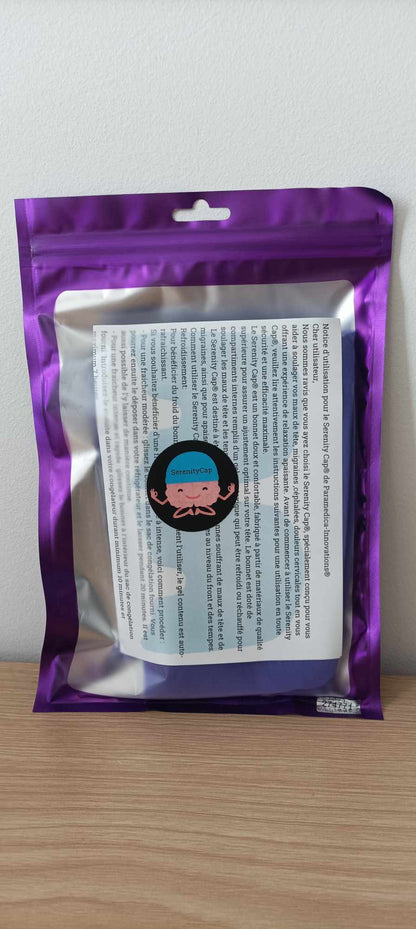 Serenity-Cap violet bonnet anti migraine enveloppant