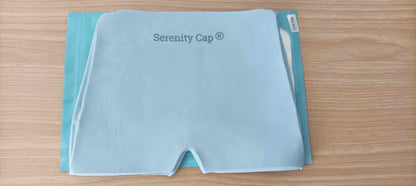 Serenity-Cap Bleu Arctic bonnet migraine enveloppant
