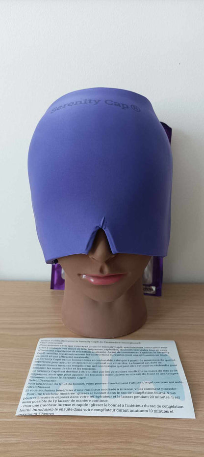 Bonnet anti-migraine Serenity-Cap violet chaud froid