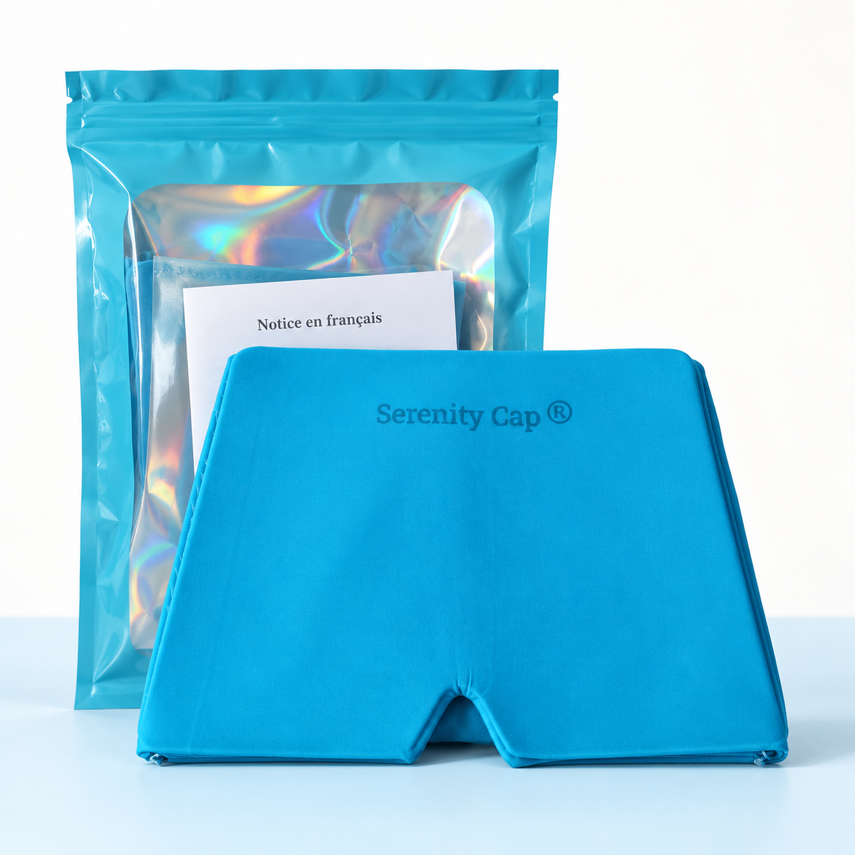 Serenity-Cap bleu avec sachet hermétique et notice en français